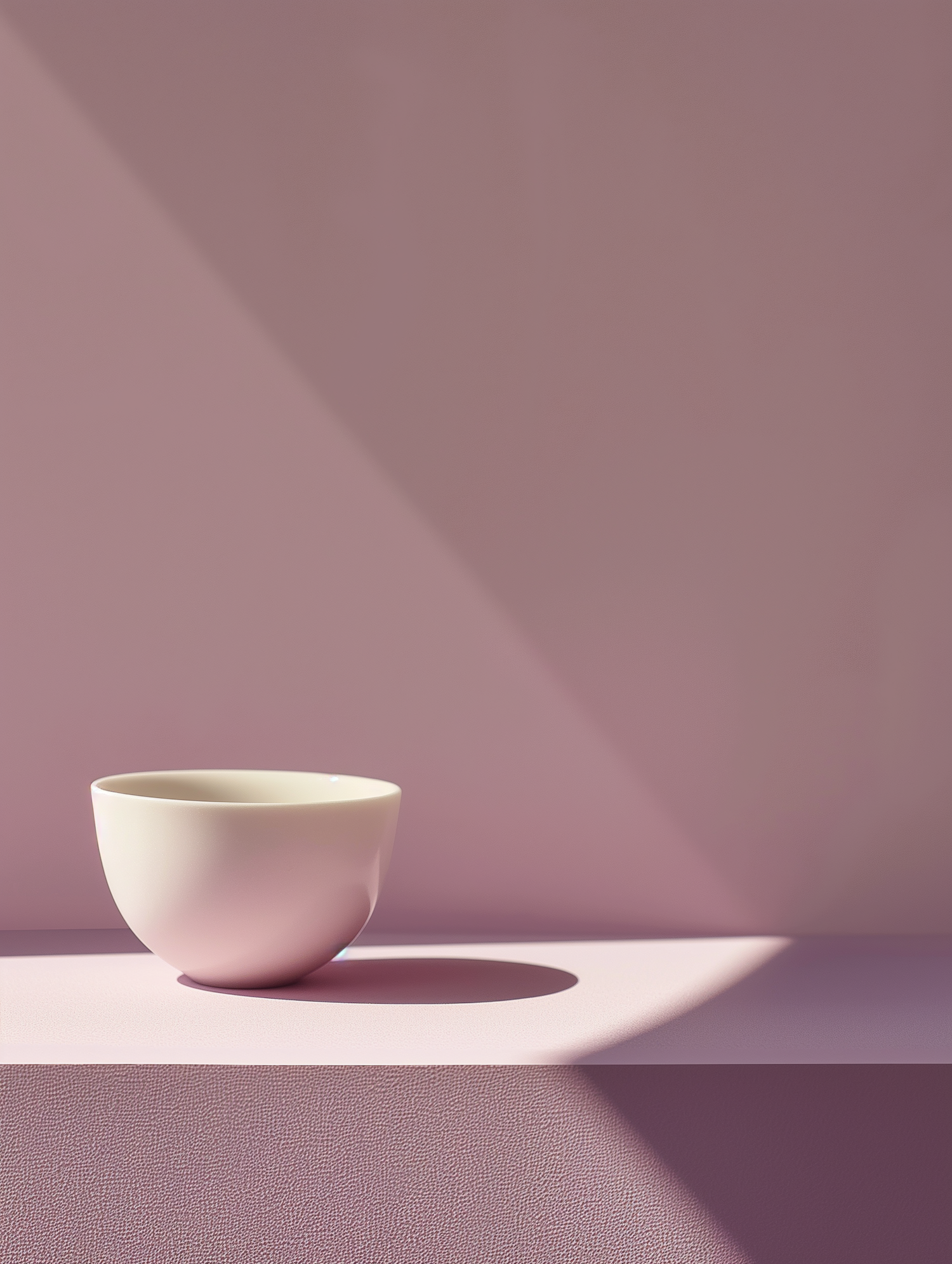 Minimalist Pastel Pink Composition with White Bowl