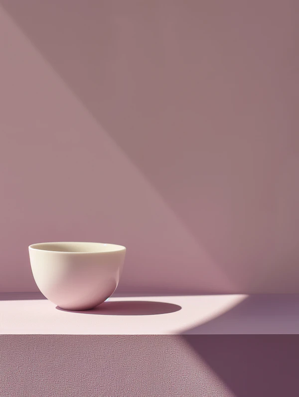Minimalist Pastel Pink Composition with White Bowl