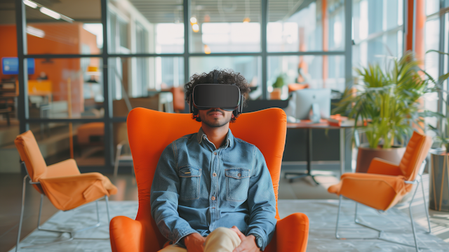 Young Adult Engaged in Virtual Reality