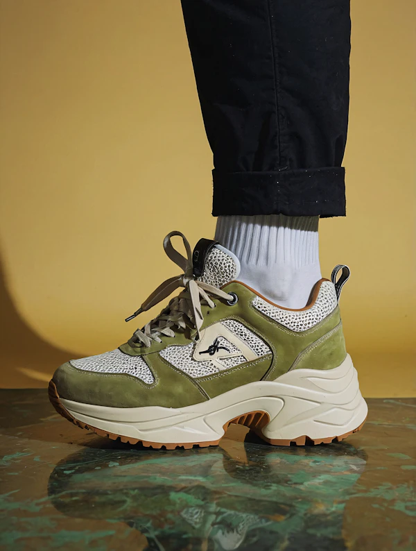 Close-up of Olive Green Sneaker