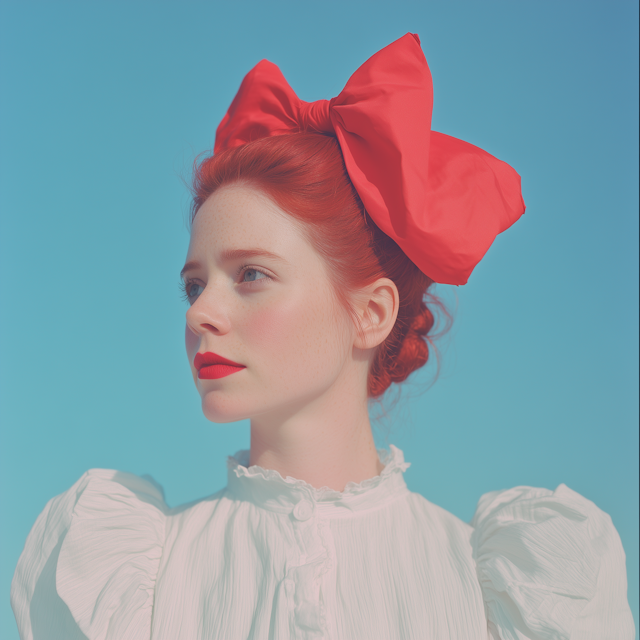 Young Woman with Red Hair and Bow