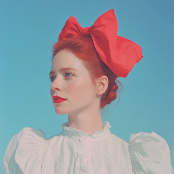 Young Woman with Red Hair and Bow