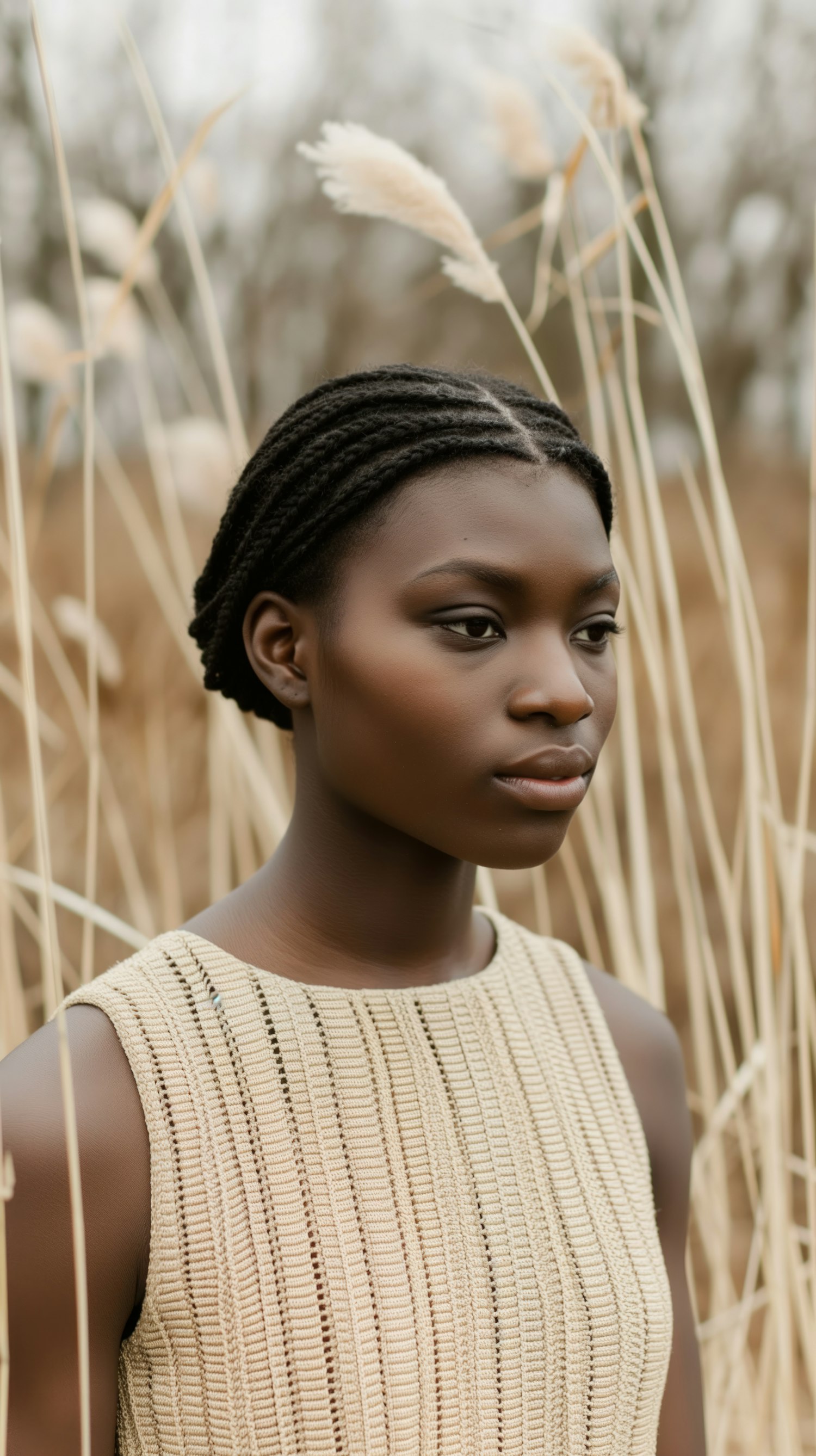 Tranquil Woman Amidst Tall Grasses