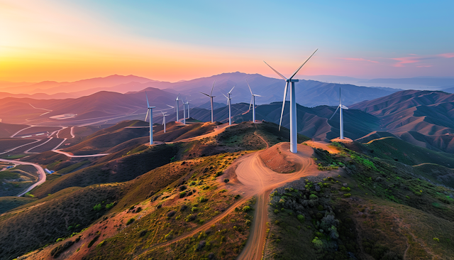 Dusk on Wind Farm