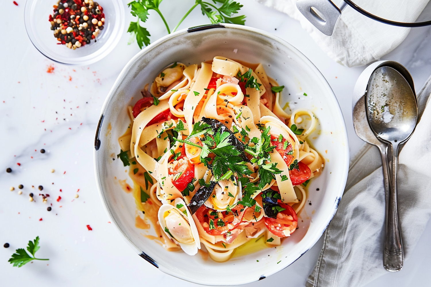 Fresh Pasta Dish in Cooking Pot