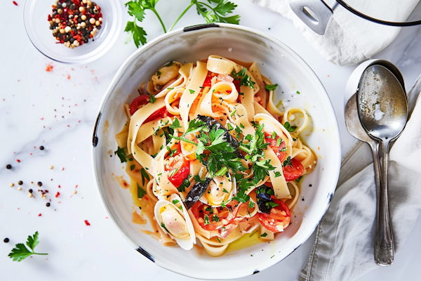 Fresh Pasta Dish in Cooking Pot