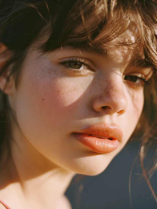 Portrait of a Young Woman with Sun-kissed Features