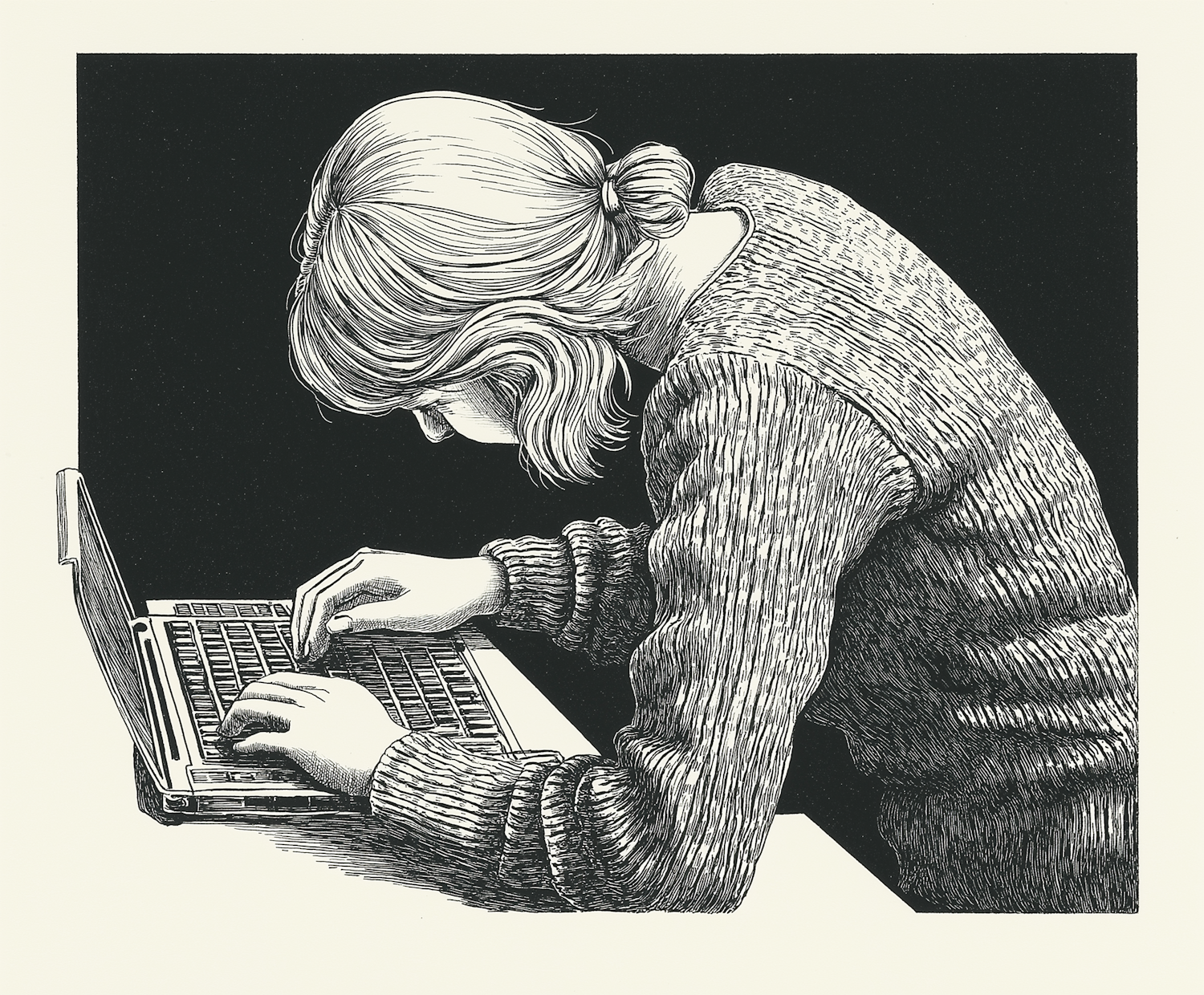 Engrossed Young Girl on Laptop