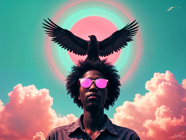 Serene Afro with Bird Silhouette