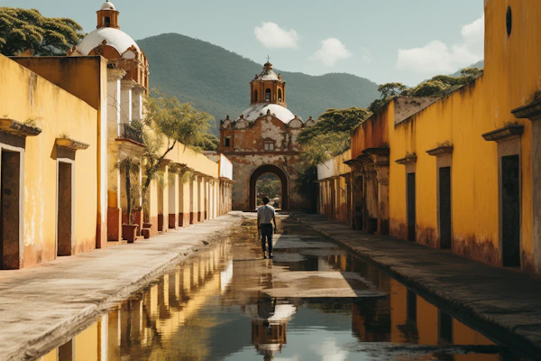 Serene Walk in Historical Reflections