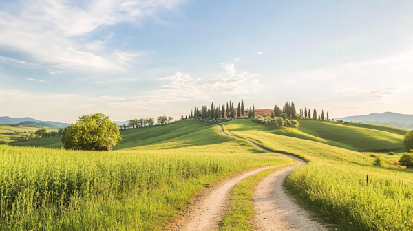 Serene Landscape with Farmhouse