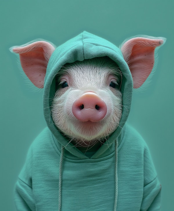 Piglet in Green Hood