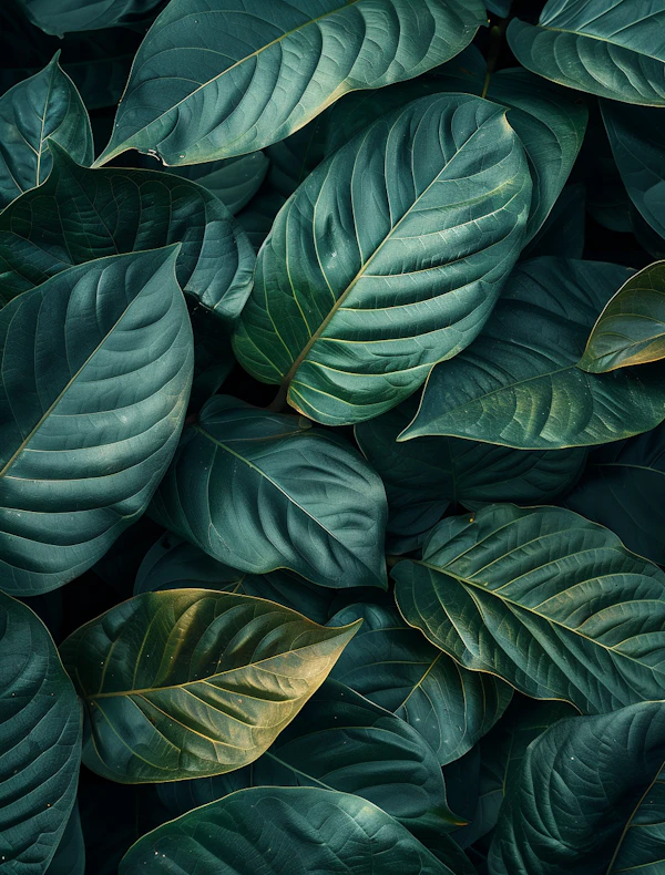 Lush Tropical Leaves Close-Up