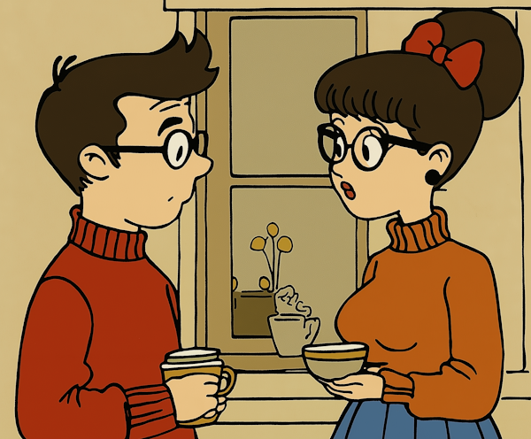 Cartoon Coffee Conversation