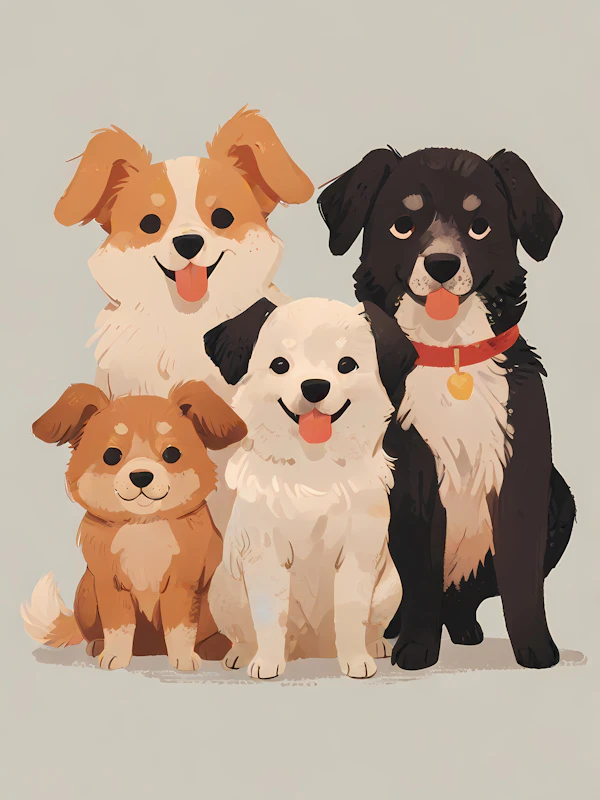 Cartoon Dogs Companionship