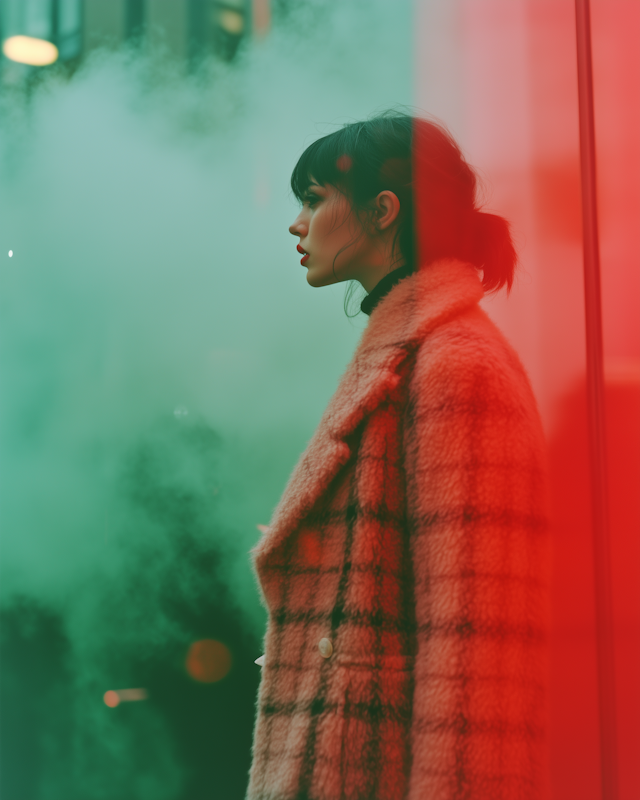 Contemplative Woman in Vibrant Colors