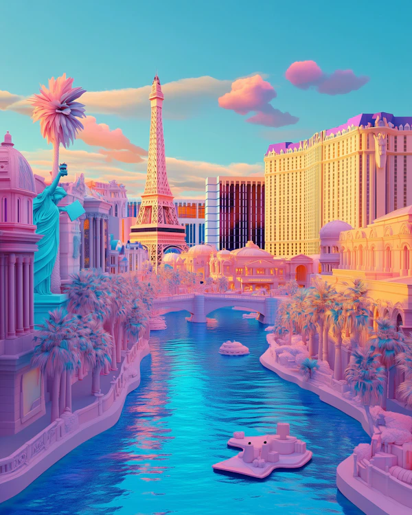 Surreal Vegas Cityscape