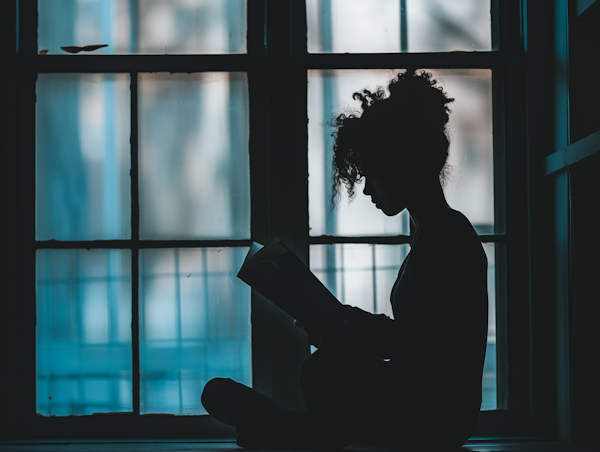 Silhouette of a Person Reading by Window