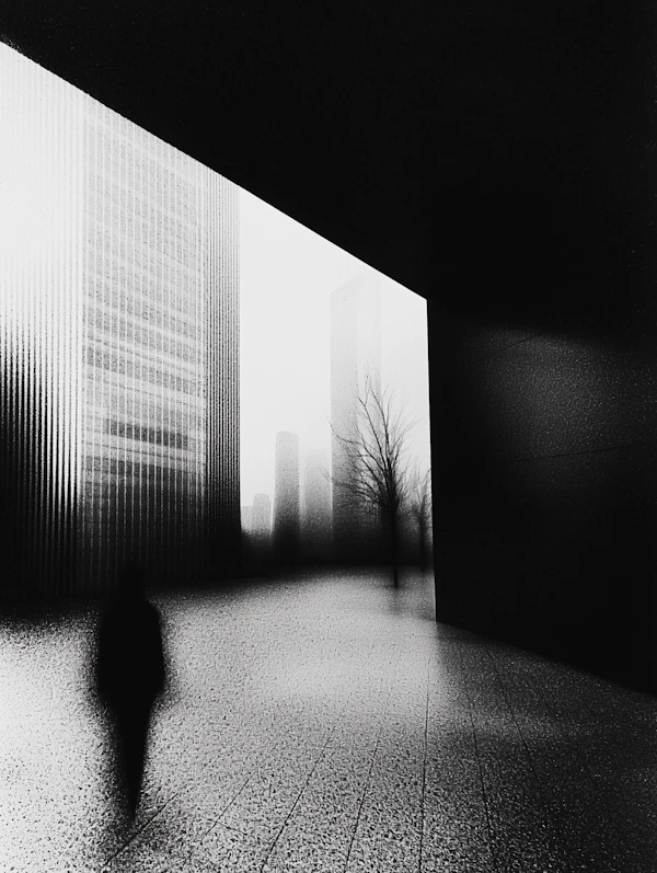 Solitary Figure in Urban Landscape