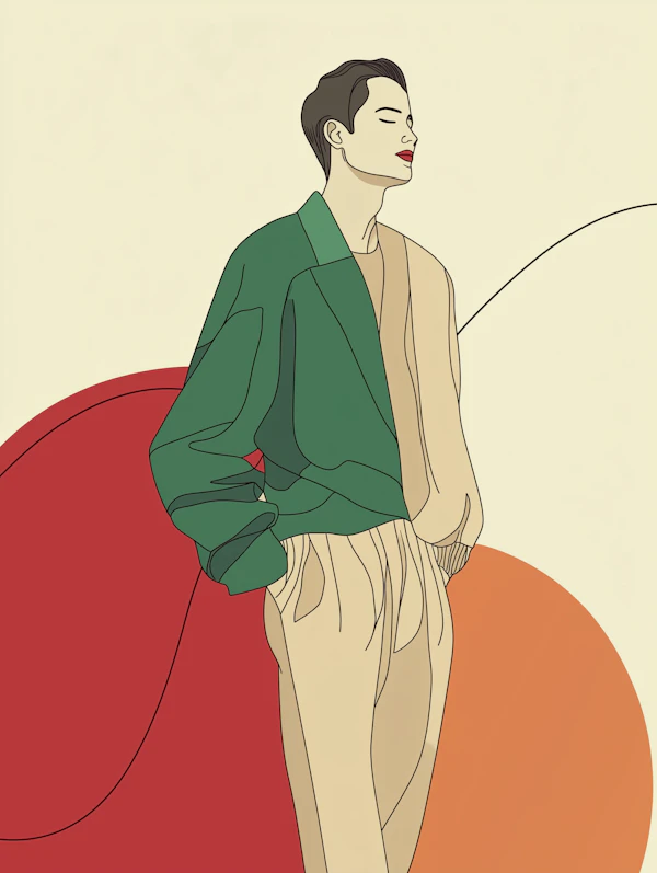 Stylized Illustration of a Person in Calm Pose