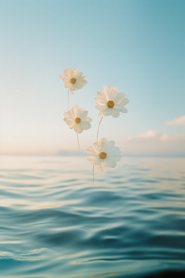 Floating White Flowers