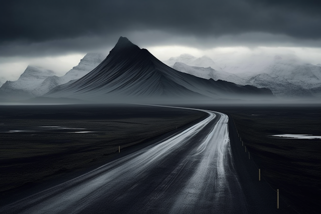 Moody Subarctic Vista with Winding Road