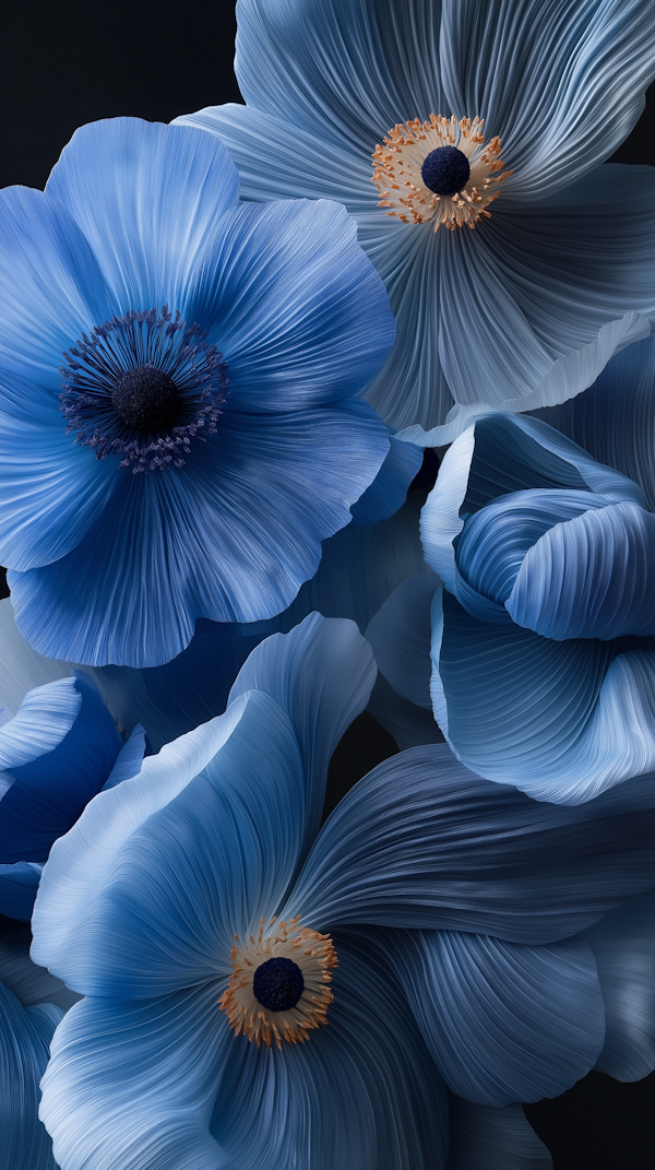 Artistic Oversized Blue Flowers