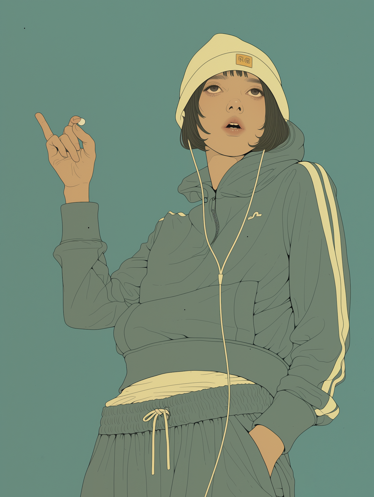 Stylized Person in Tracksuit