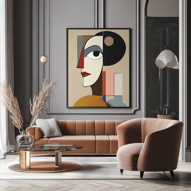 Modern Stylish Living Room with Abstract Painting