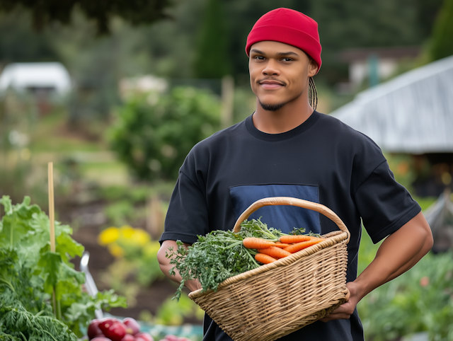 Young Man with Harvested Carrots