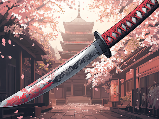 Katana and Cherry Blossoms