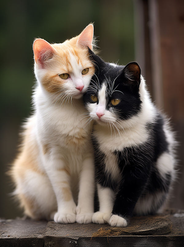 Serenity Embrace: The Peaceful Companionship of Two Cats