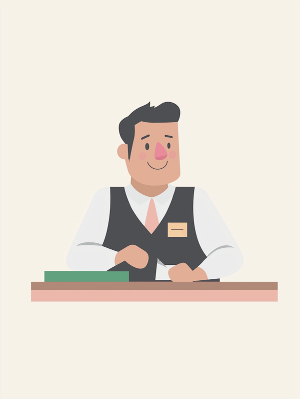 Cartoon Hotel Receptionist Illustration