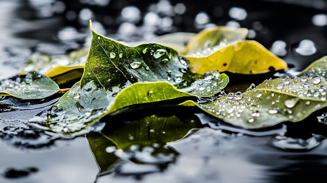 Leaves with Water Droplets