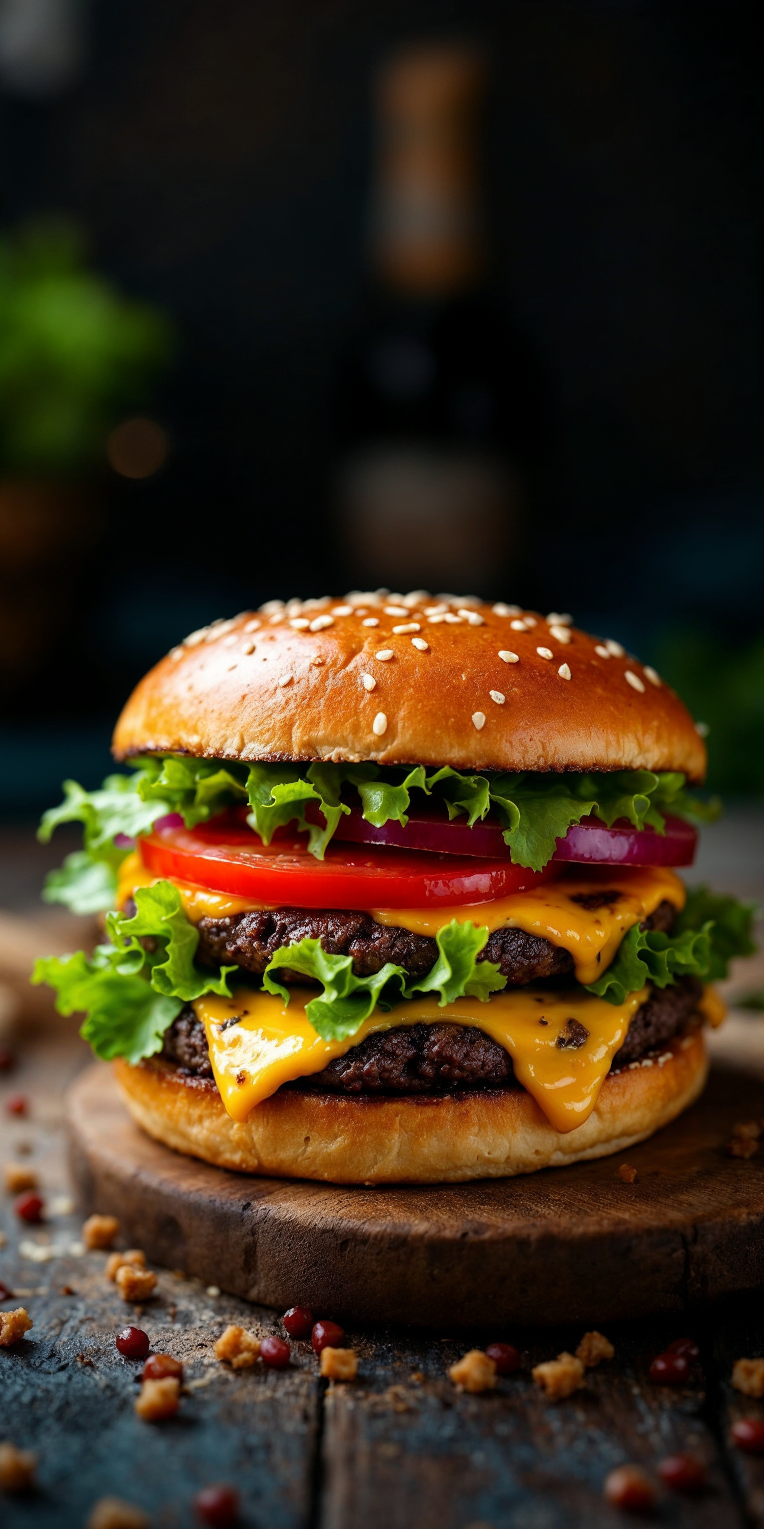 Close-up of a Delicious Cheeseburger