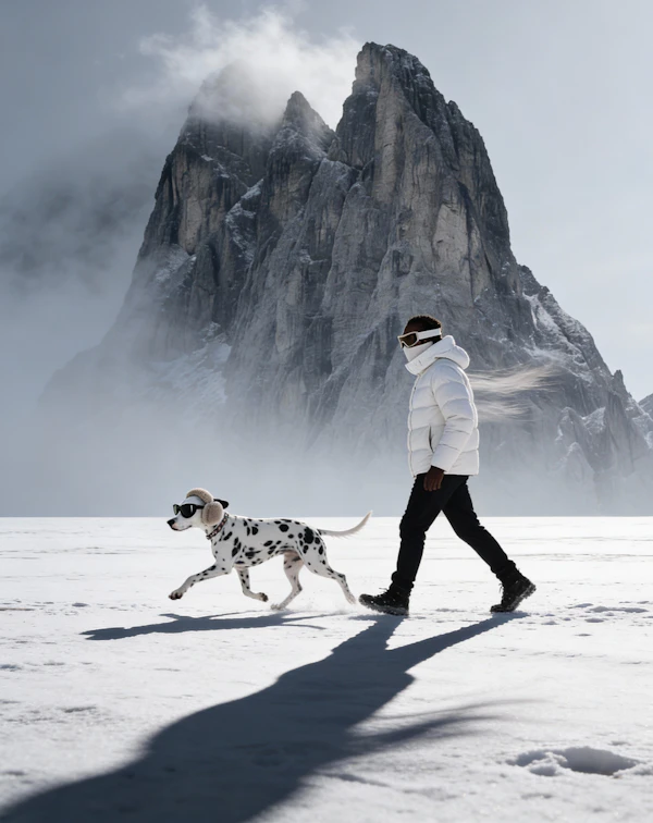 Winter Walk with Dalmatian