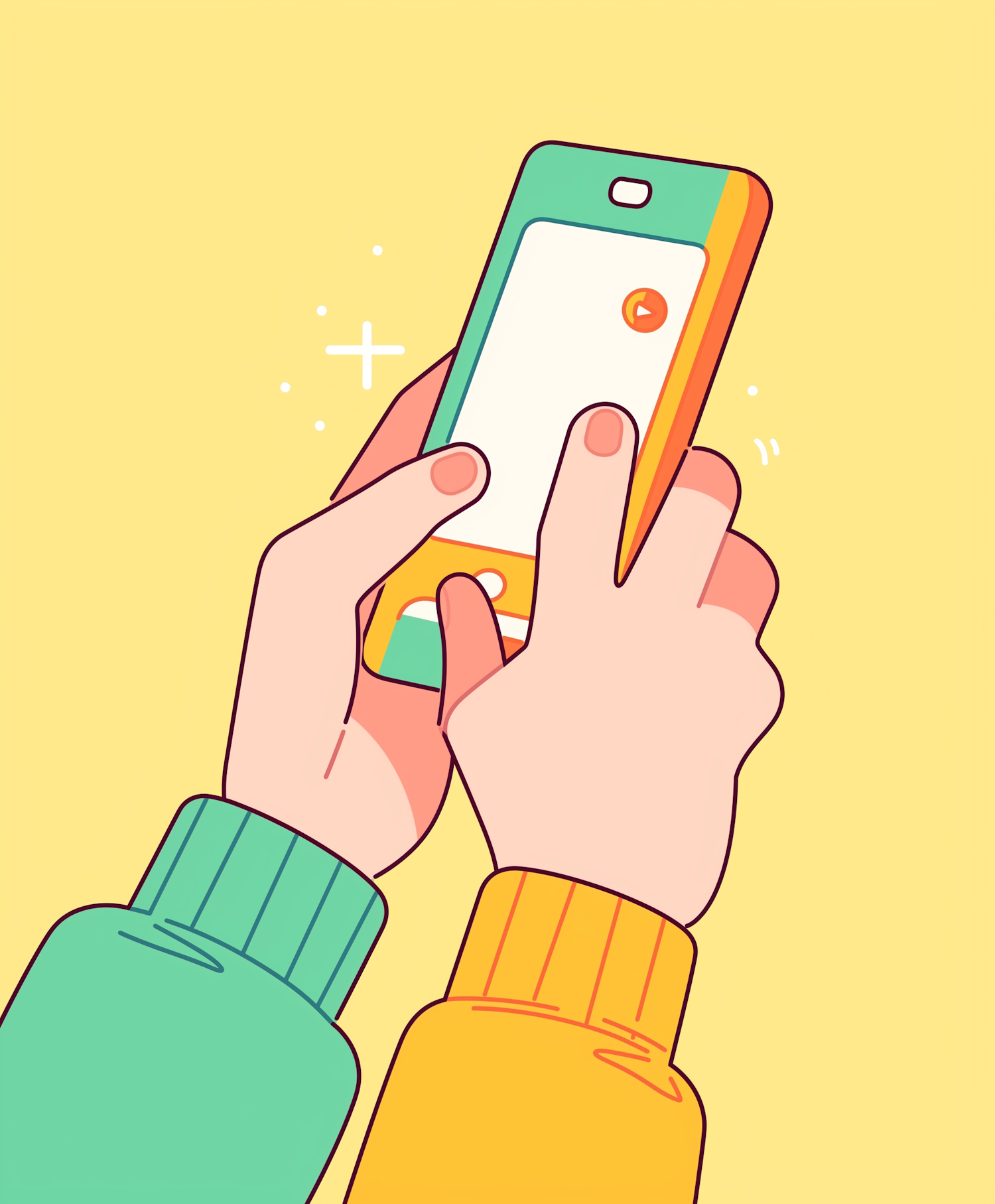 Hands Holding Smartphone Illustration