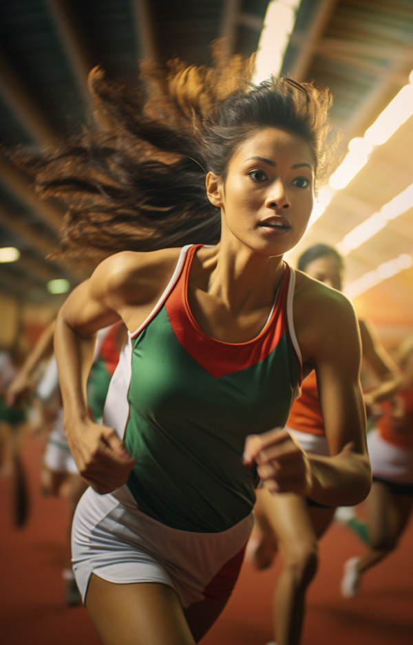 Determination in Motion: Female Track Athlete's Focus