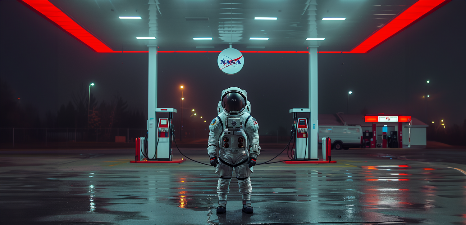 Astronaut at Gas Station