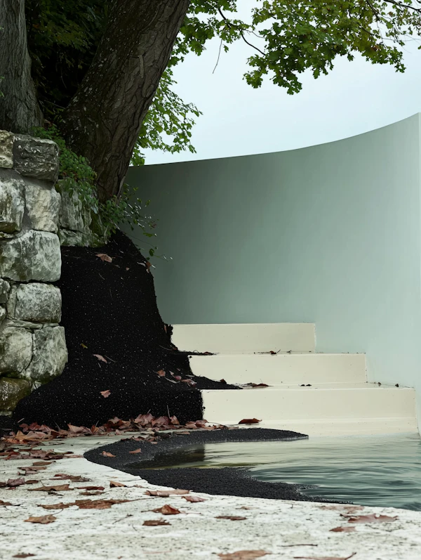 Serene Outdoor Scene with Natural and Architectural Elements