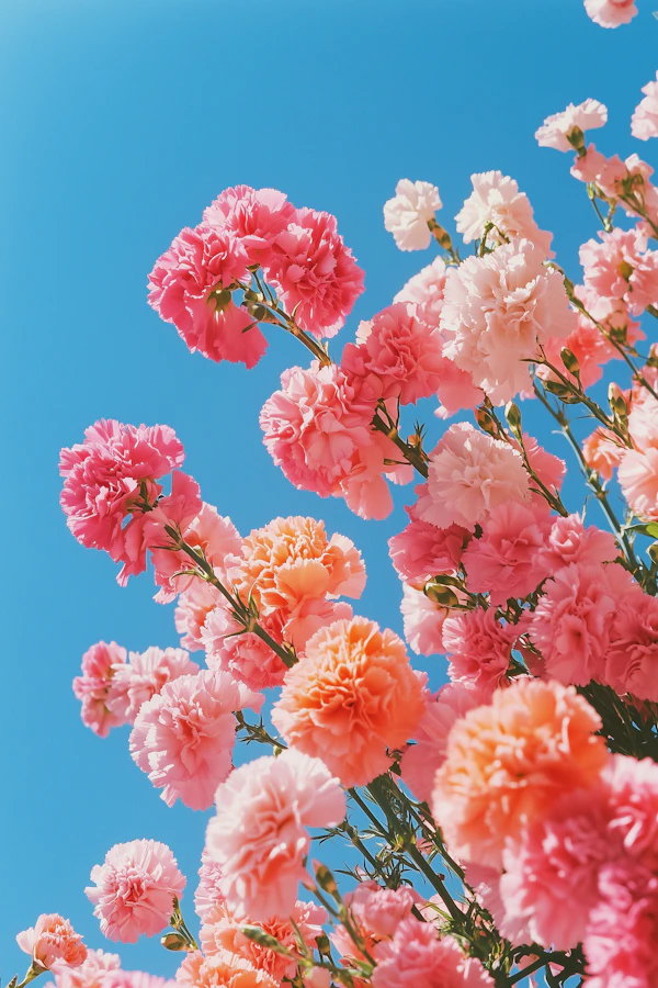 Carnations Under Blue Sky