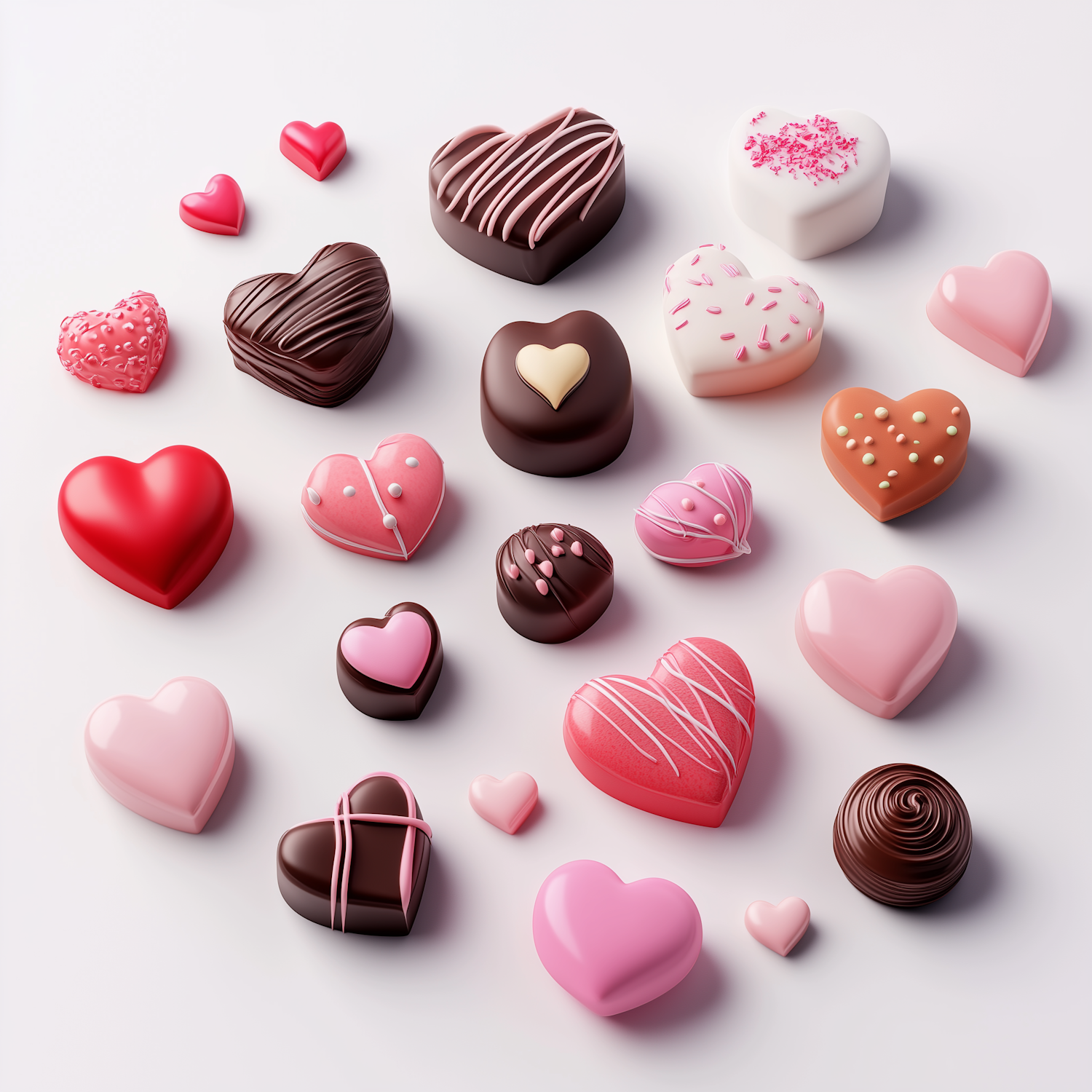 Assorted Heart-Shaped Chocolates and Candies