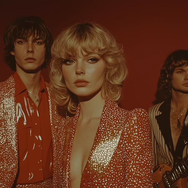Music Band Trio in Red