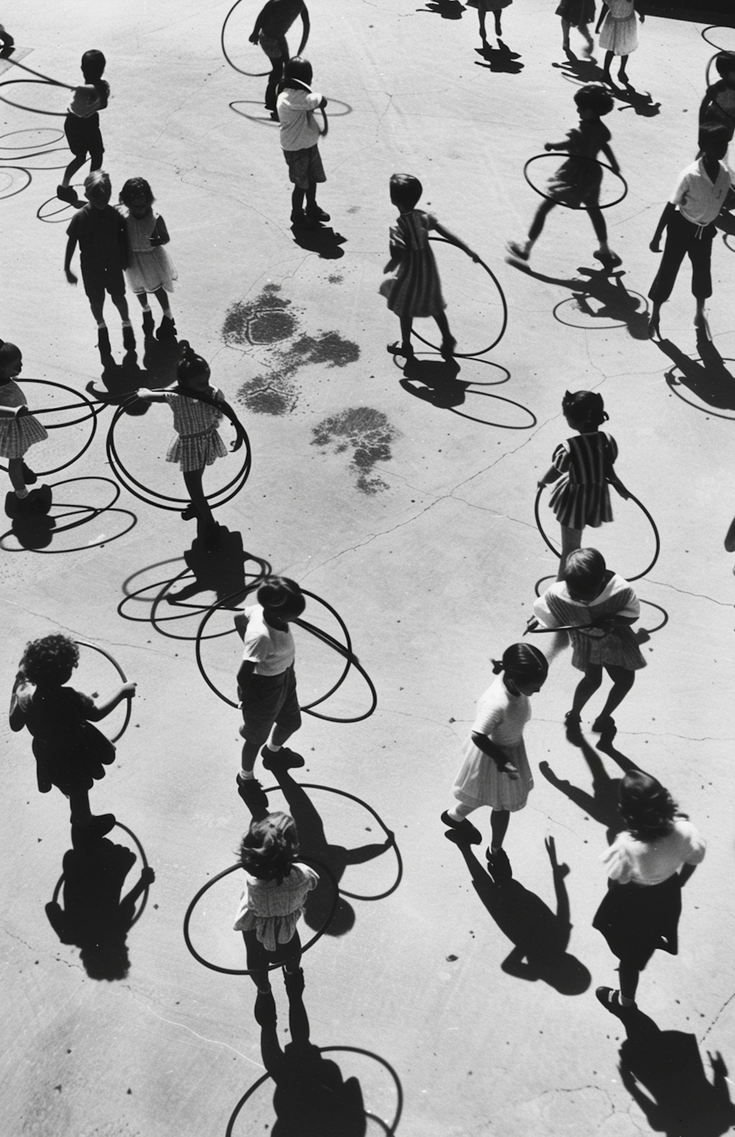 Children Playing with Hula Hoops Outdoors