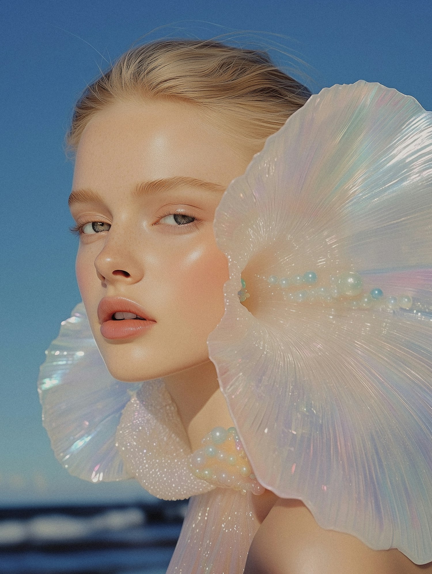 Ethereal Portrait with Shell Adornment