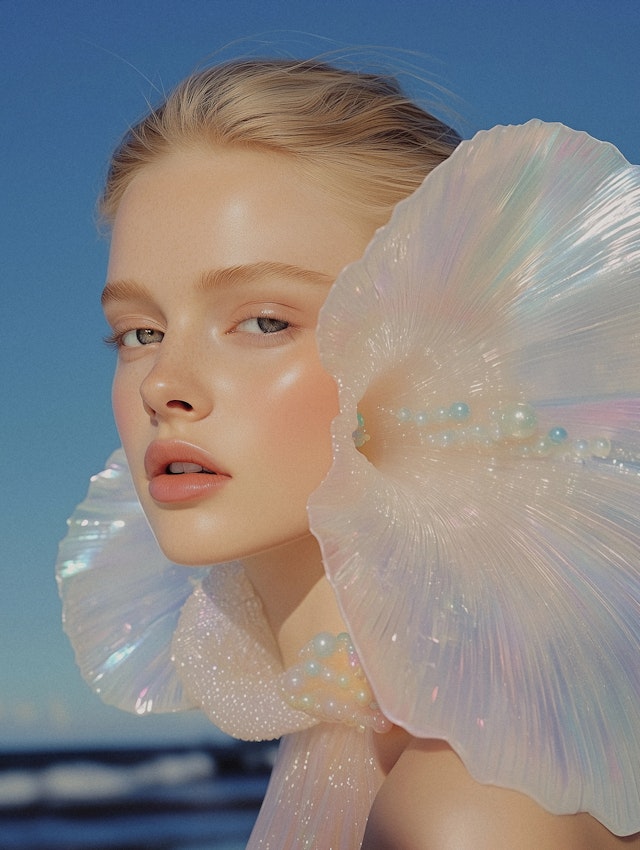 Ethereal Portrait with Shell Adornment