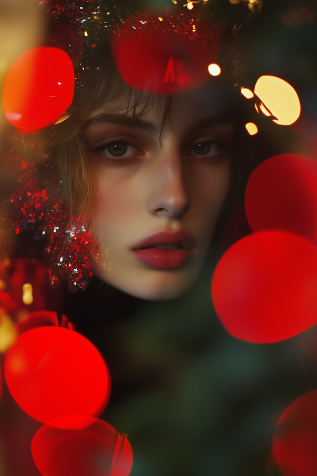 Serene Portrait with Bokeh Lights