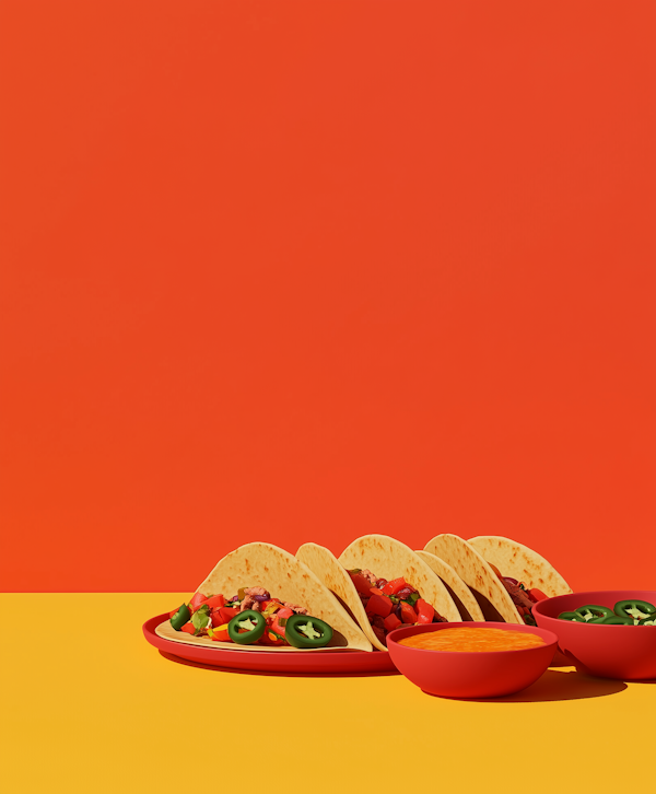 Vibrant Tacos on Colorful Background