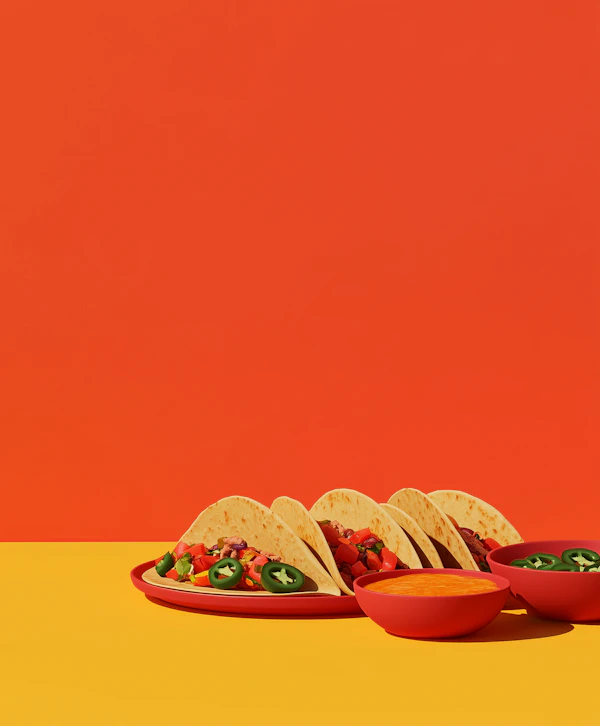 Vibrant Tacos on Colorful Background