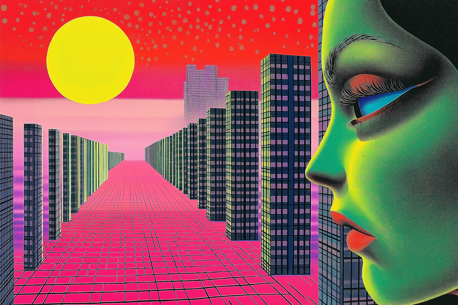 Surreal Cityscape with Colossal Face